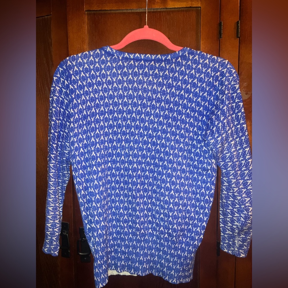 Blue/White Pattern Buttoned Women’s M Cardigan Ra… - image 2